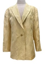 Giorgio Armani LE Collezioni Yellow Floral Silk Cotton Linen Blazer Jacket Sz 10