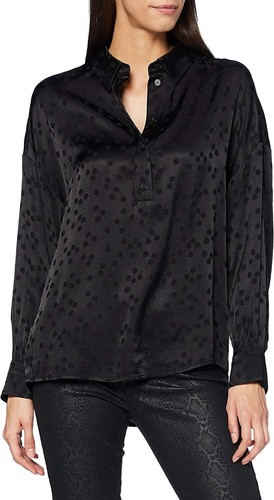 OPUS Damen Bluse Hemdbluse Langarm Knopfleiste Punkte festlich schwarz Gr.40 NEU