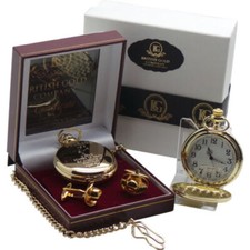 JOHN WAYNE POCKET WATCH Signed Quote Cowboy Hat Cufflinks Luxury Gift Set Box