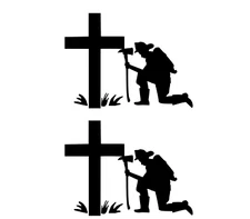 Firefighter Praying Two 5" Black Vinyl Decals Car Truck Windows Door Mirror