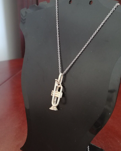 Echt Sterling Silber Musik Trompete Charm Perle Anhänger für Armband Halskette - Bild 7 von 13