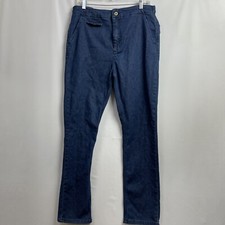 Pilcro Jeans Womens Sz 31 High Rise Straight Leg Blue Denim Buckle Accents