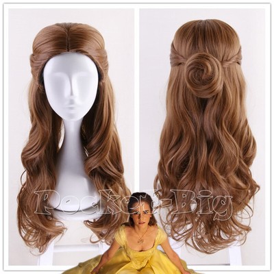 Movie Beauty And The Beast Princess Belle Cosplay Wig Emma Waston Long Wavy Ebay