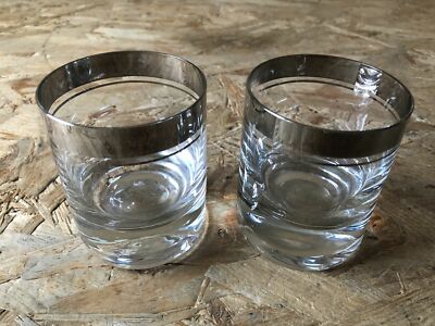 SCHOTT ZWIESEL 2 Stück Schnapsgläschen Stamper Silber Platin-Rand 70er