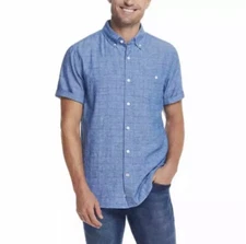 Men's Weatherproof Vintage Linen Blend Button-Up Shirt Blue L