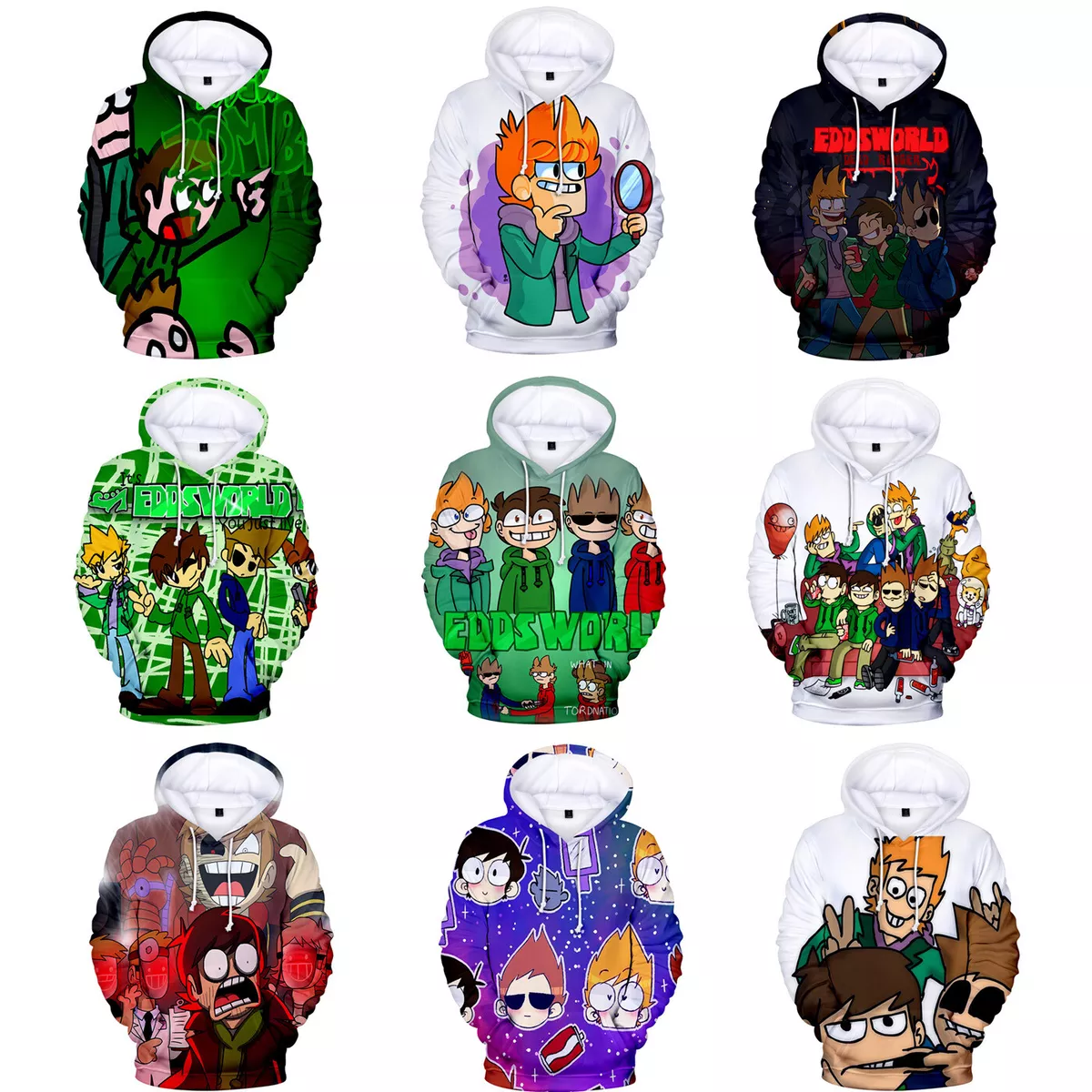 Eddsworld Edd Tord Matt Tom 3D Hoodies Pullover Sweatshirts Jacket Coat  Costumes