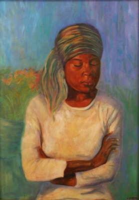LAURA LA FORET LENGYEL AFRICAN AMERICAN IMAGERY 1974 OIL ON CANVAS