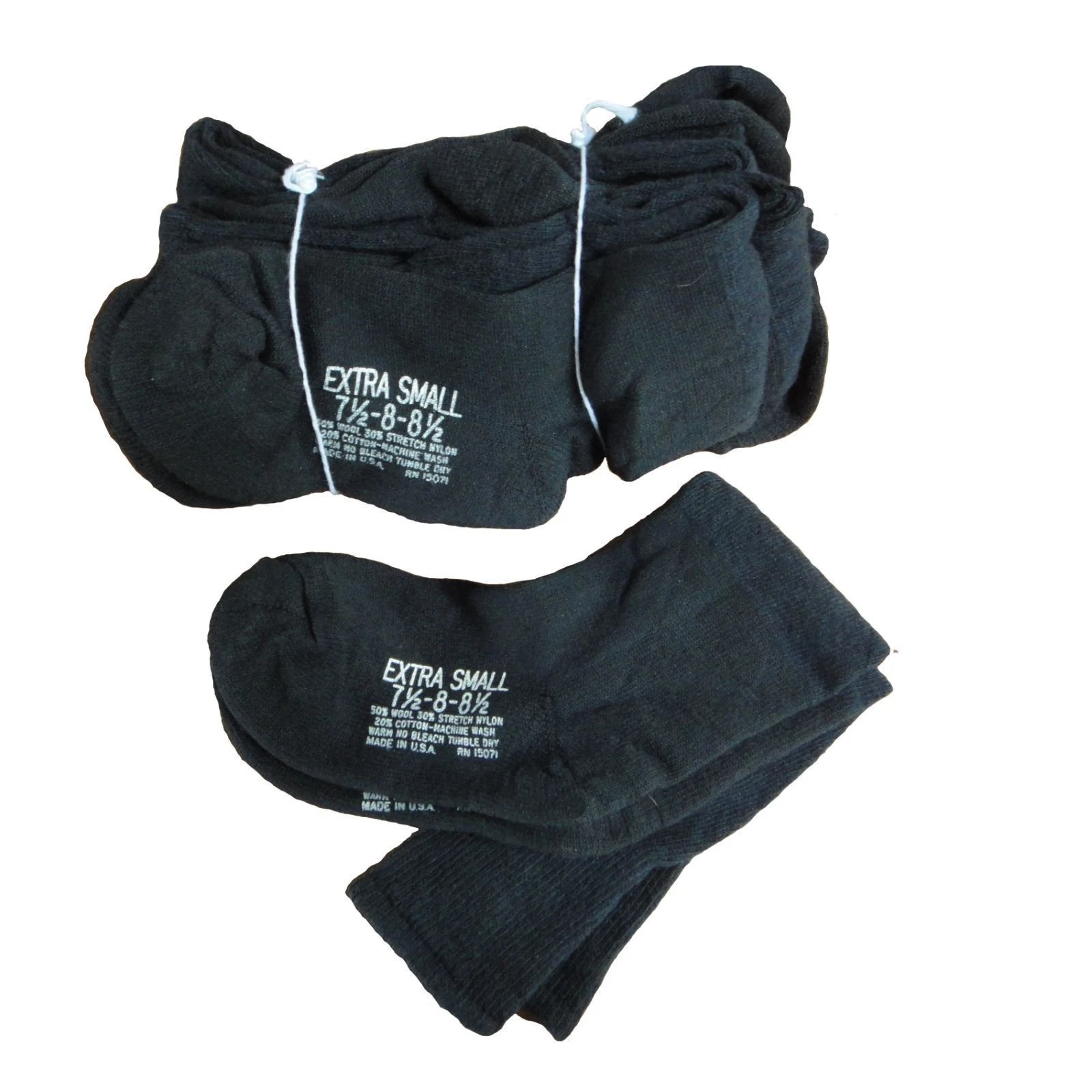 CASE of 108 Pairs Black US Military Wool Blend Cushion Sole Socks