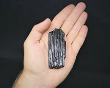 Rough Black Tourmaline Rod Log: 1 PREMIUM EXTRA A GRADE Shiny 2.25" - 3"