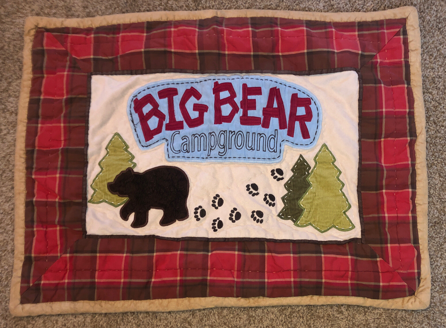 WOOLRICH KIDS BIG BEAR CAMPGROUND Appliquéd PILLOW SHAM Standard Size