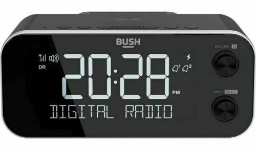 Bush DAB+ Dual Alarm Clock Radio With Wireless Charging Dock - Black 7316876 R - Picture 1 of 2