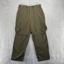 Vintage Lee Pants Men's Medium Green Cargo Convertible Dungarees Zip Off 90s y2k