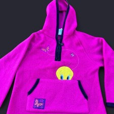 1999 Looney Tunes Warner Bros - Tweety Bird Hoody Embroidered pink Youth M 5/6