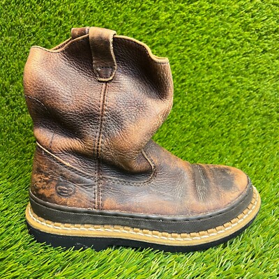 Georgia Giant Wellington Boys Size 2Y Brown Outdoor Leather Pull On Cowboy Boots
