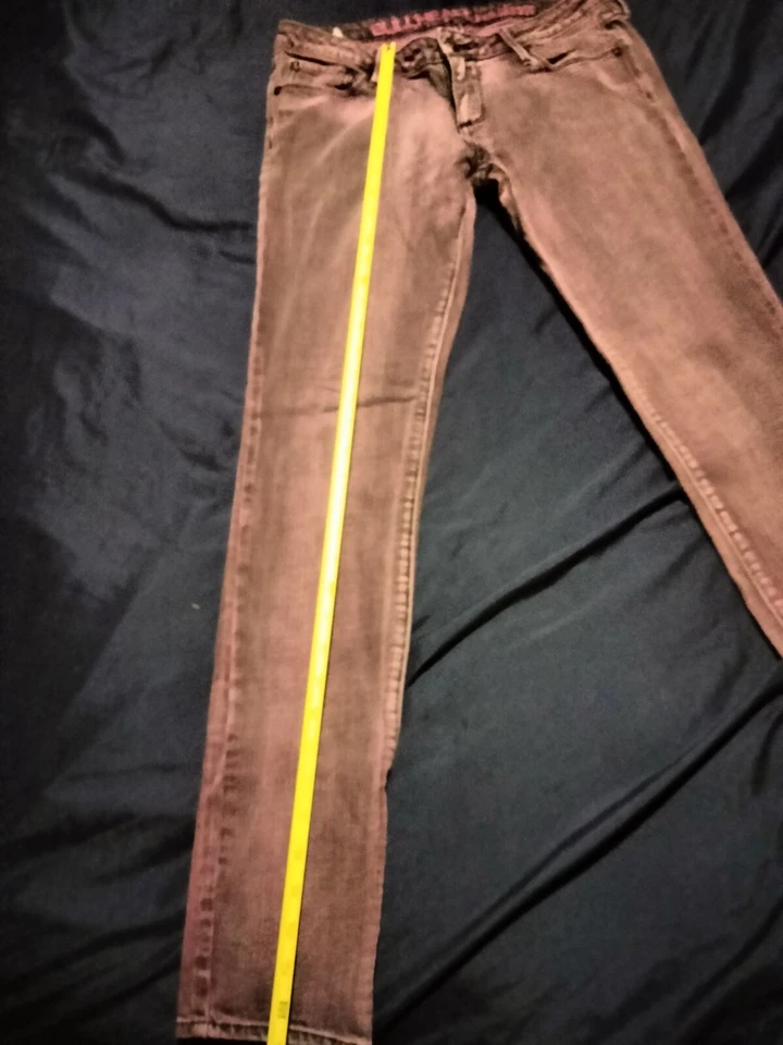 Pantalones de mezclilla Bullhead Jeans Juniors 7 ajustados cintura súper alta rojo púrpura para mujer Foto 4 de 4