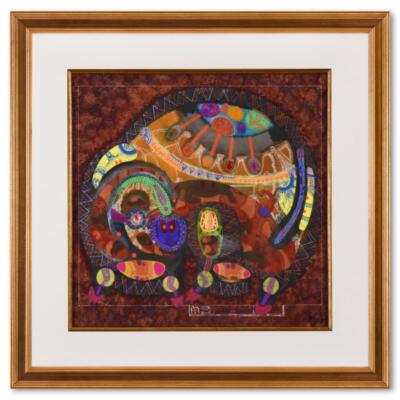 Lu Hong ''Earth Pig (1997)'' Framed Hand Signed Original Painting