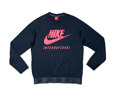 Nike Men's M International French Terry Black/Red Crewneck