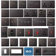 BG NEXUS METAL POLISHED BLACK NICKEL SWITCHES & SOCKETS FULL RANGE BLACK INSERT