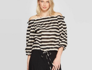 black and white bardot top