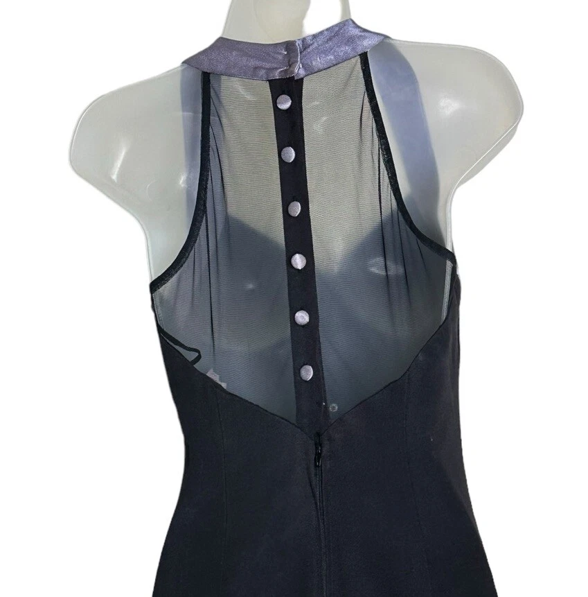 Винтажное Черное Платье De Laru Фиолетовая Атласная Отделка Макси Выпускной Причудливый Гранж Недостатки - Изображение 4 из 4