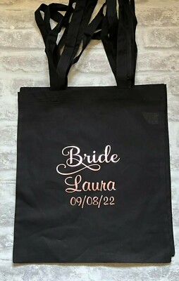 Personalisierte Hochzeit Party Tragetasche Baumwolle Braut Brautjungfer Roségold Henne Party