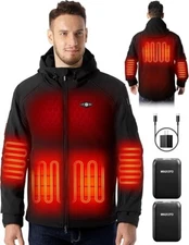 Heated Jackets Men 16000Mah Battery Windproof Water Resistant Foldable Hood XL