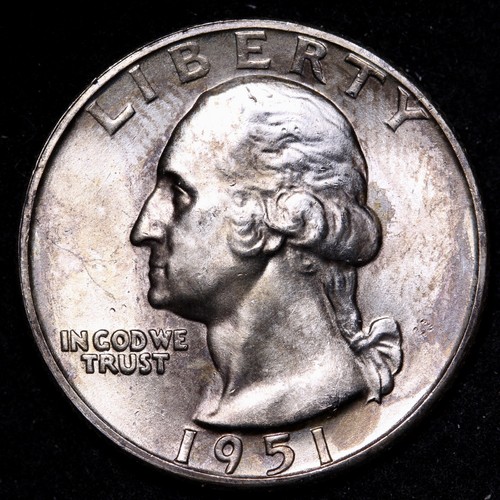 1951-D/D Washington Quarter CHOICE BU UNCIRCULATED MS Toned, RPM E755 YB