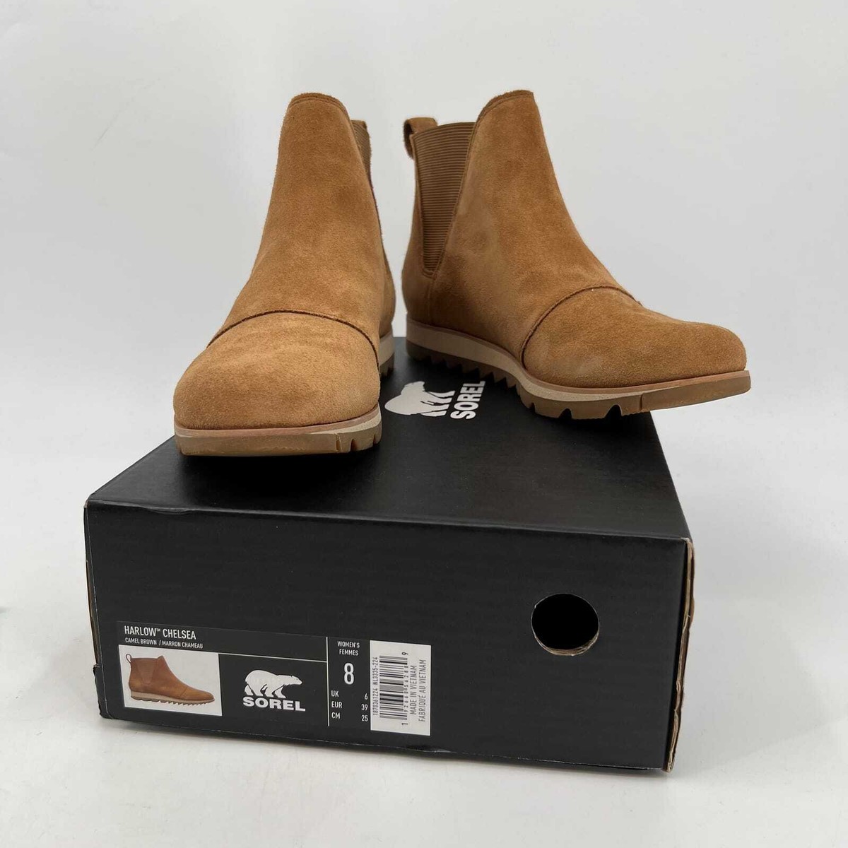 マロン Sorel Tan Suede Harlow Chelsea Ankle Boots | Size 8 | eBay