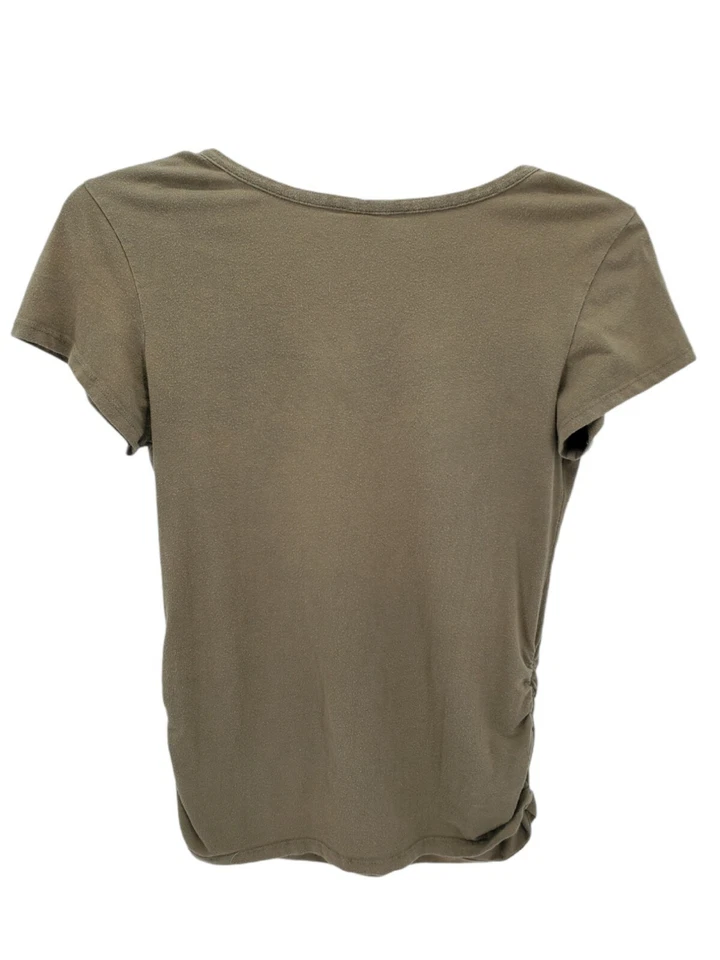 Camiseta Love Life Algodón Manga Corta Cuello Redondo Plisada Híbrida Para Mujer Grande Foto 2 de 4