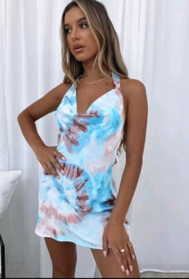 white fox blue dress Moonlit Desire Mini Dress Dusty Blue main image 1