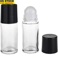 2Pcs Refillable Clear Glass Roller Bottles 30ML Essential Oil Vials Containers