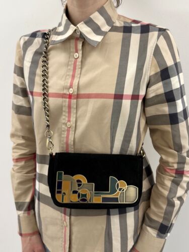 Bolso de Gamuza de Cuero Shanghai Tang Negro