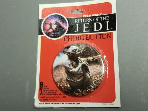 UNO De Colección 1983 Guerra de las Galaxias Retorno del Jedi Foto Pinback Botón Pin Uso Caja Desplegable - Imagen 23 de 24