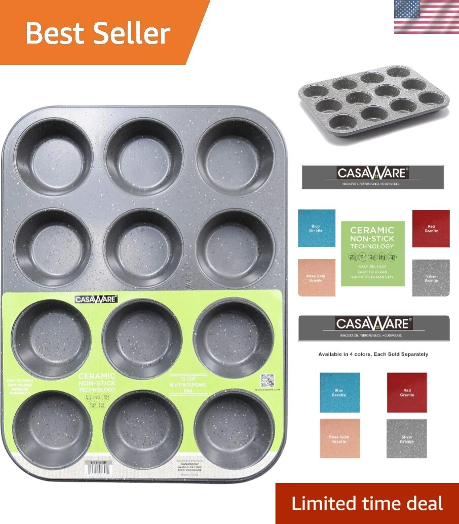 Oven-Safe 12-Cup Muffin Pan with Ceramic Coating - Perfect for Any Occasion