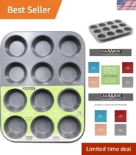 Oven-Safe 12-Cup Muffin Pan with Ceramic Coating - Perfect for Any Occasion