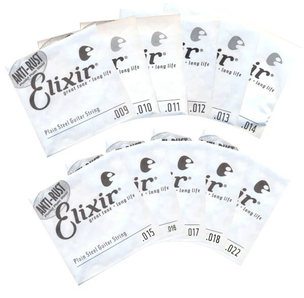 Elixir Anti-Rust plain steel Einzelsaiten für Westerngitarre oder E-Gitarre