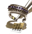925 Sterling Silver natural gemstone amethyst cubic zirconia cz band ring 5.7g — photo 6