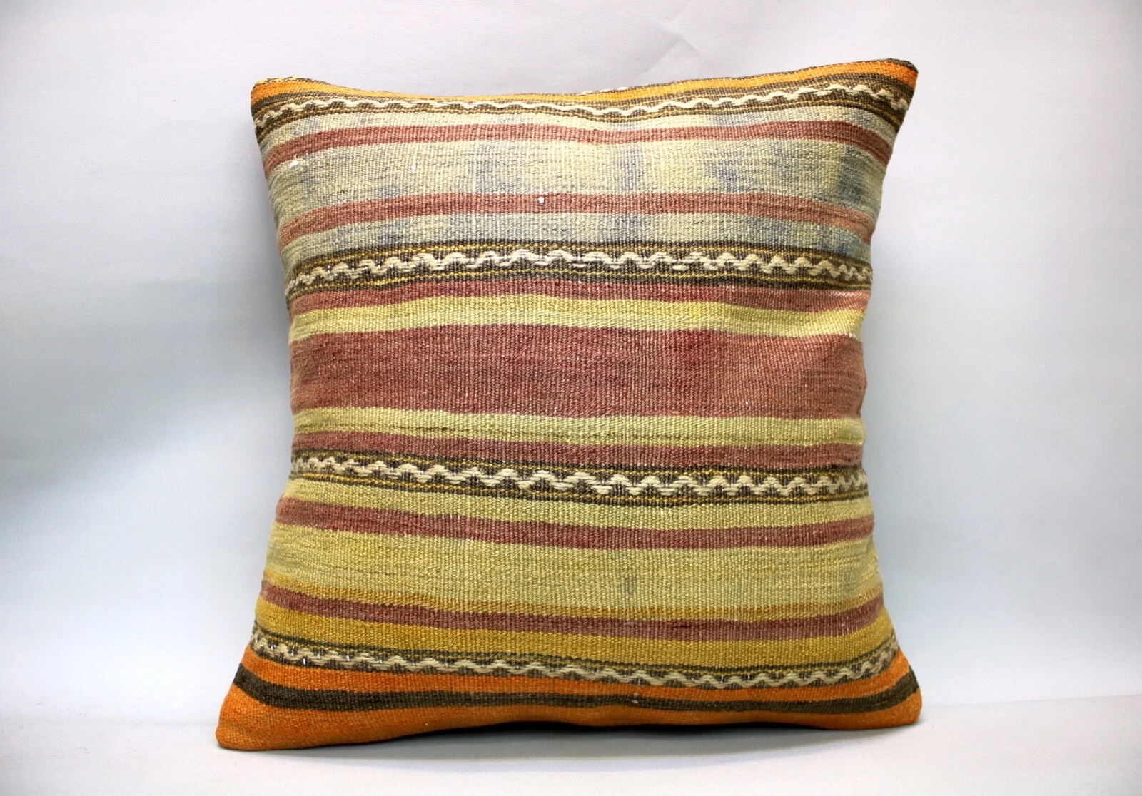 Kilim Sofa Pillow, 20x20 in, Decorative Throw Cushion, Handmade Vintage Pillow