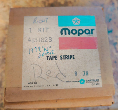 OEM NOS Mopar Quarter & Door Tape Stripe Kit # 4131828 / Fits 1979 Aspen