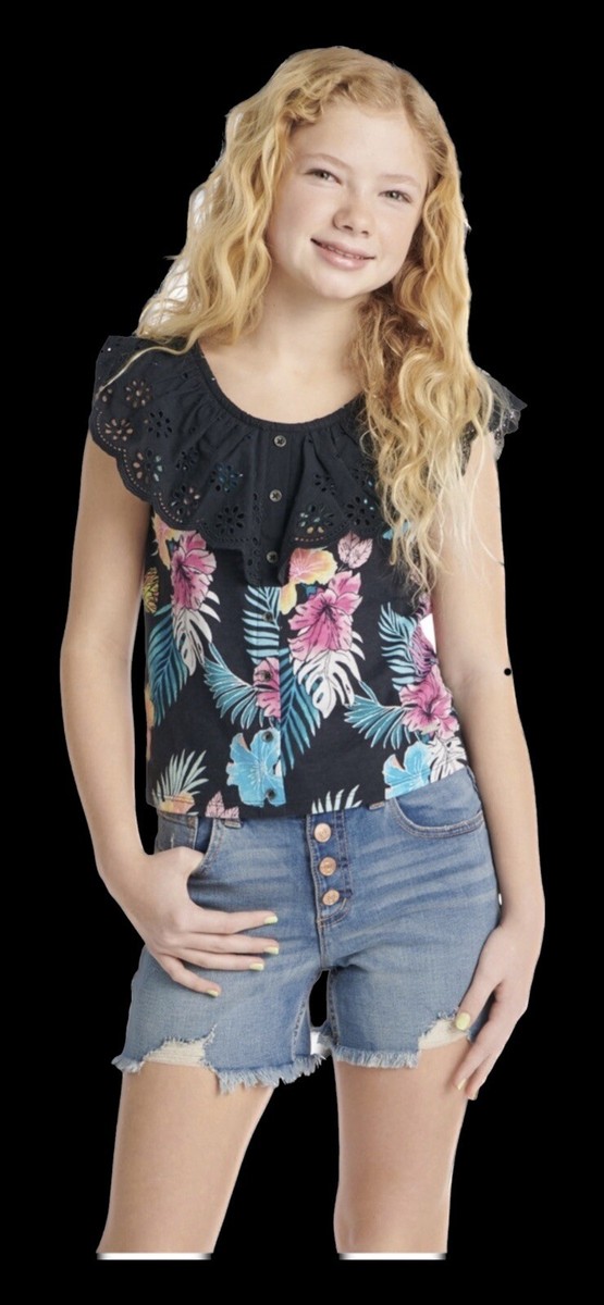 Buy Justice Girls Ruffle Tank Colorful Tropical Design Top Size L