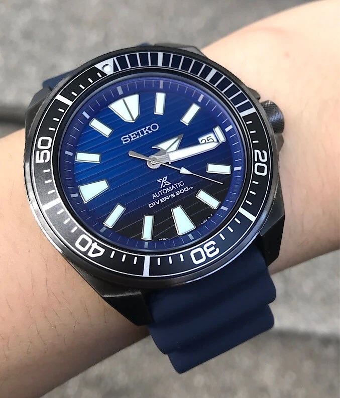 slack Annoncør træk uld over øjnene Seiko SRPD09K1 Samurai Save the Ocean Automatic Diver Blue Dial Rubber  Watch | eBay