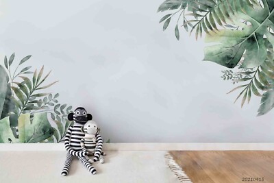 3D Nature Leaf Watercolor Simple Self-adhesive Removeable Wallpaper Wall Mural