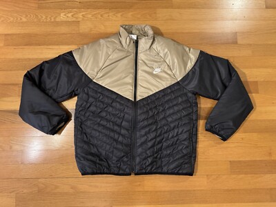 New L Nike NSW Therma-Fit Windrunner Puffer Jacket Black Tan FB8195-011 Men