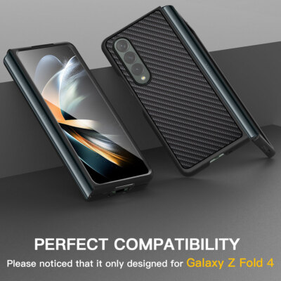 For Samsung Galaxy Z Fold4/Z Fold3 Phone Case Carbon Fiber Shockproof Hard Cover