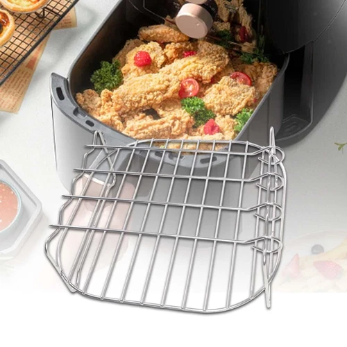 Grillrost für Heißluftfritteuse, doppelschichtiger Grillrost, universelles
