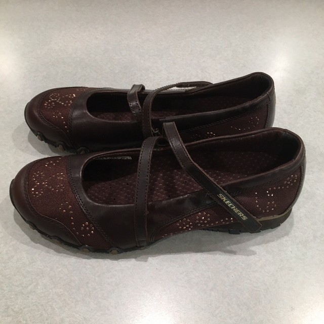 SKECHERS 21492 Women's Brown Leather/Textile Mary Jane Shoes Size 8.5 M 