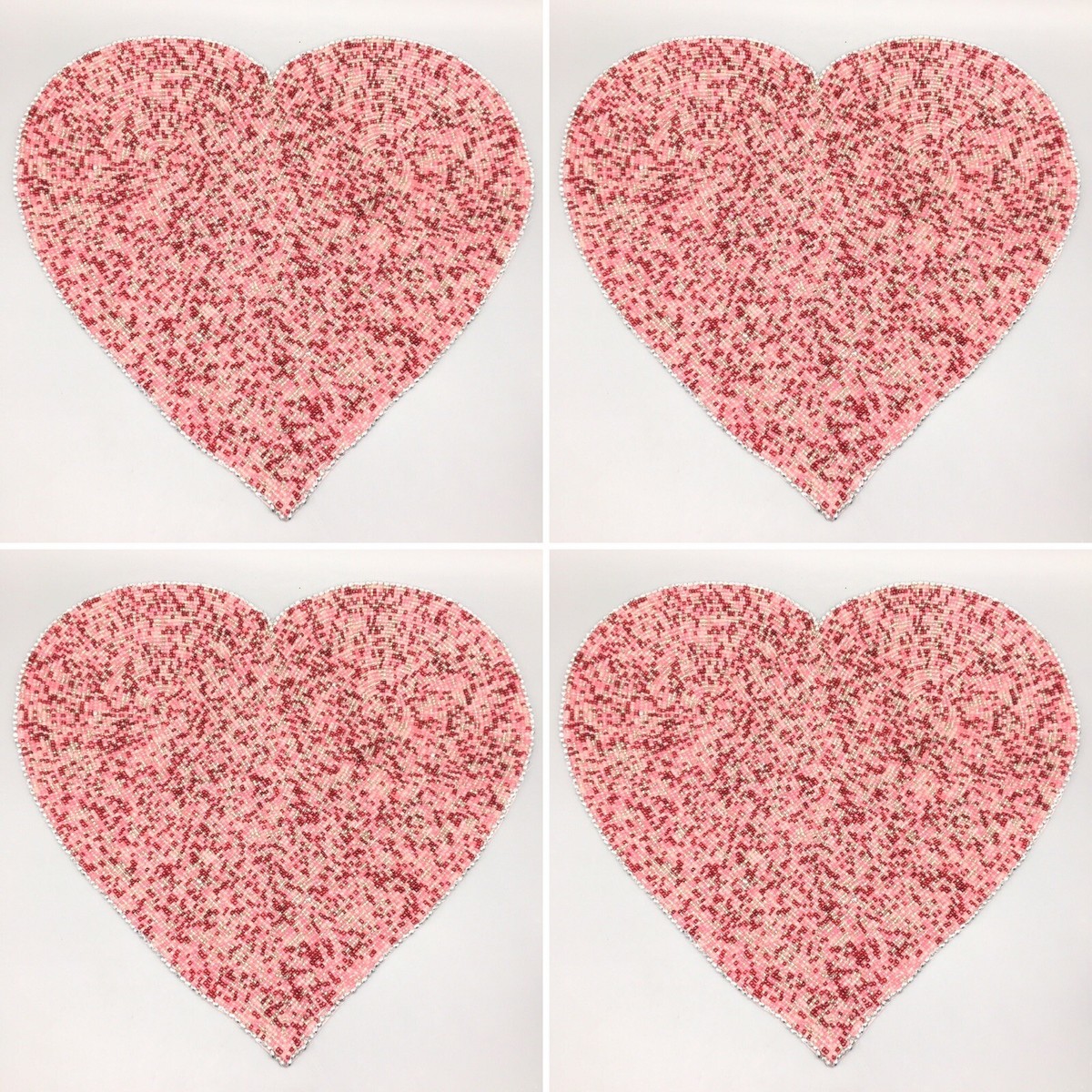 x4 Isaac Mizrahi Beaded Heart Placemat Set Valentine Day Wedding