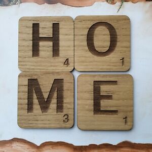 Personalised Coaster Printed with your Letter Scrabble Word Gift Present Wood