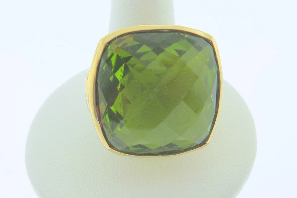 Anillo de bronce Sajen de Marianna Richard Jacobs forma cuadrada triplete de cuarzo verde Foto 2 de 4