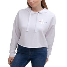 Calvin Klein Jeans Women's Flag Patch Logo Hoodie Sweatshirt White S, 70 NWT